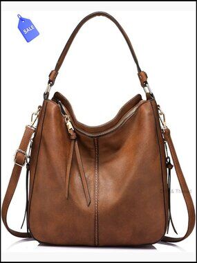 Faux Leather Large Hobo Crossbody Bag